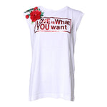 Dolce & Gabbana White Floral Graphic Print Sleeveless Tank Top TSH878647-40