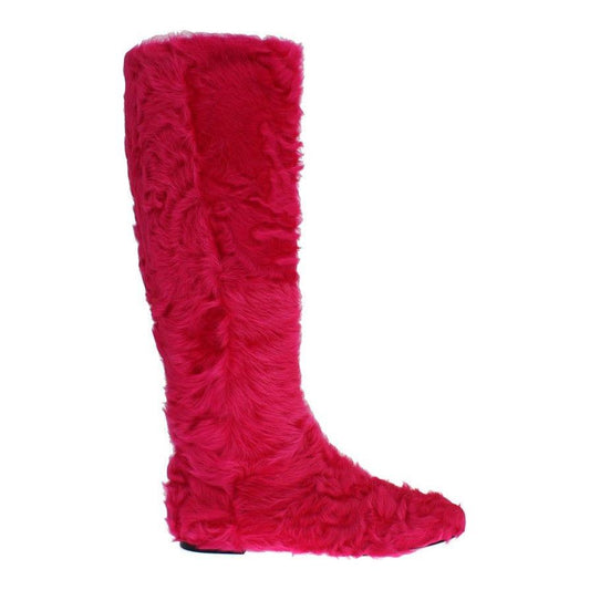 Dolce & Gabbana Pink Lamb Fur Leather Flat Boots 1728,67345645728,Boots - Shoes,Boots - Women - Shoes,Dolce & Gabbana,EU38/US7.5,Flat - Boots - Shoes,Material: 100% Lambskin fur leather,New with tags,Pink,Shoes,Women,Women - Shoes