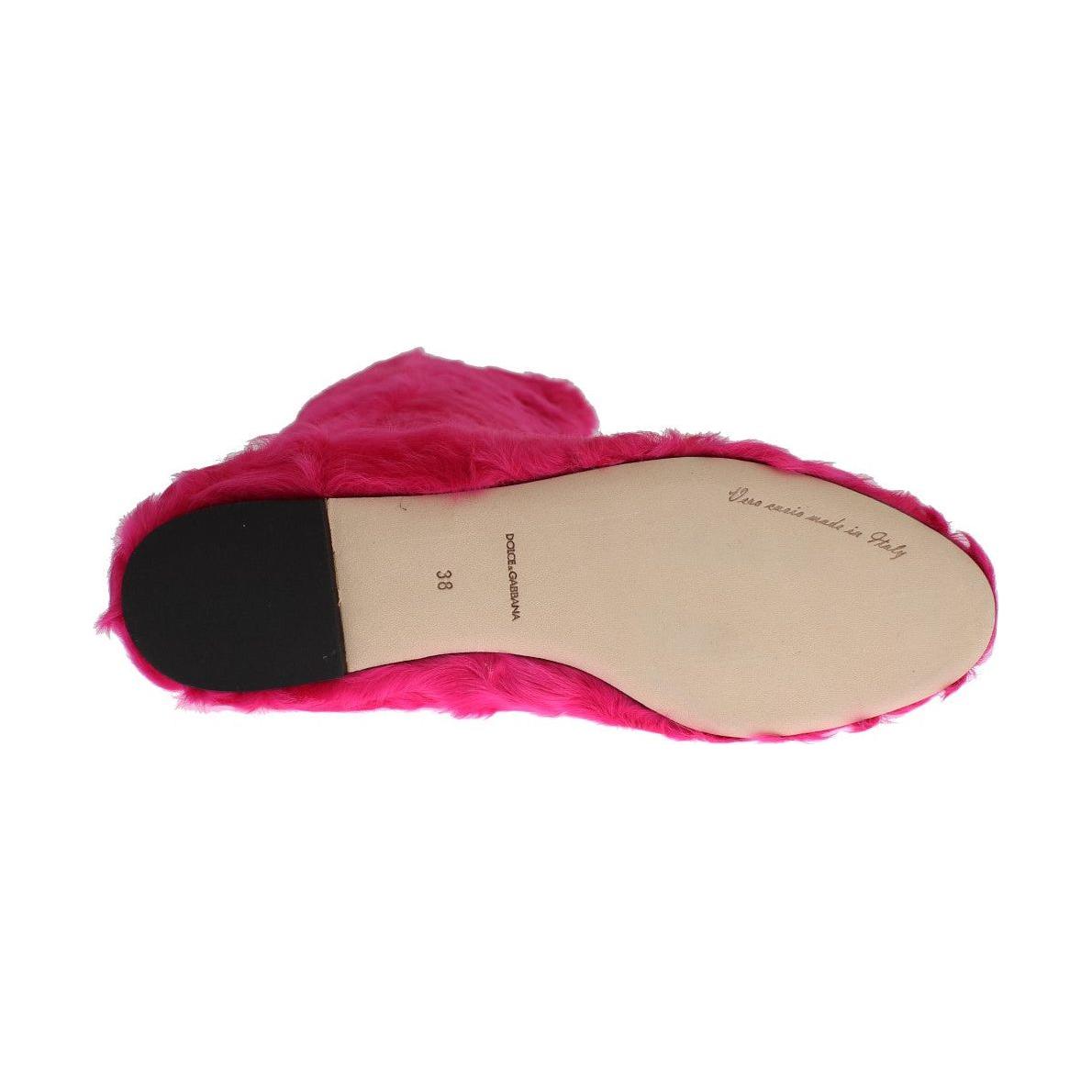 Dolce & Gabbana Pink Lamb Fur Leather Flat Boots 1728,67345645728,Boots - Shoes,Boots - Women - Shoes,Dolce & Gabbana,EU38/US7.5,Flat - Boots - Shoes,Material: 100% Lambskin fur leather,New with tags,Pink,Shoes,Women,Women - Shoes
