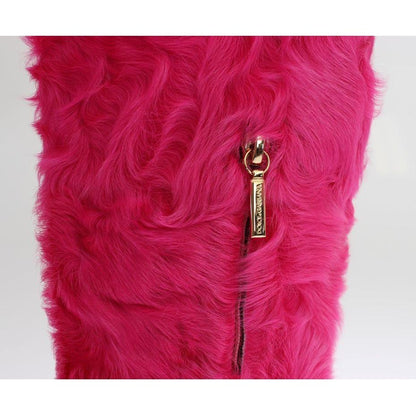 Dolce & Gabbana Pink Lamb Fur Leather Flat Boots 1728,67345645728,Boots - Shoes,Boots - Women - Shoes,Dolce & Gabbana,EU38/US7.5,Flat - Boots - Shoes,Material: 100% Lambskin fur leather,New with tags,Pink,Shoes,Women,Women - Shoes