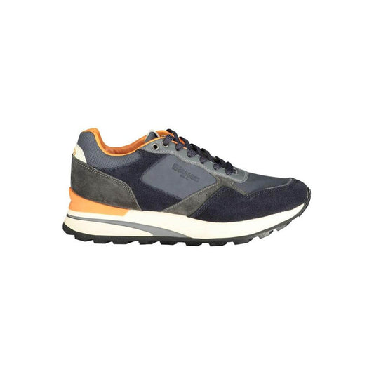 Blauer Blue Polyethylene Men Sneaker with orange accents, fusion of polyester and leather, featuring a removable footbed for comfort