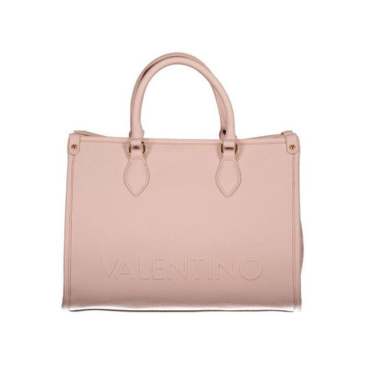 Valentino pink polyethylene handbag with two handles, adjustable strap, internal pocket, phone spaces, protective feet, and zip closure.