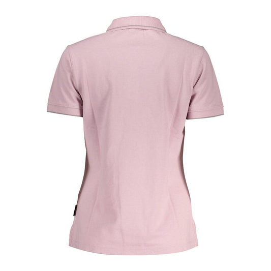 Back view of Napapijri Pink Cotton Women Polo Shirt showcasing its chic sporty design and high-quality craftsmanship.