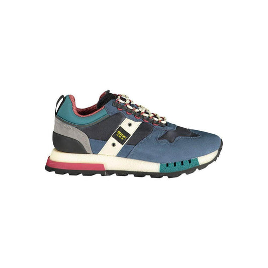 Blauer Blue Polyethylene Men's Sneaker with contrasting details, featuring a removable footbed and Blauer logo for modern style.