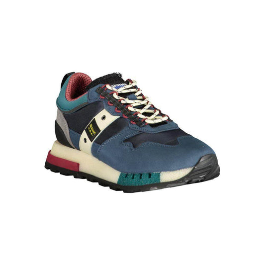 Blauer blue polyethylene men's sneaker with removable footbed, sharp contrasting details, and Blauer logo for urban and sporty style.
