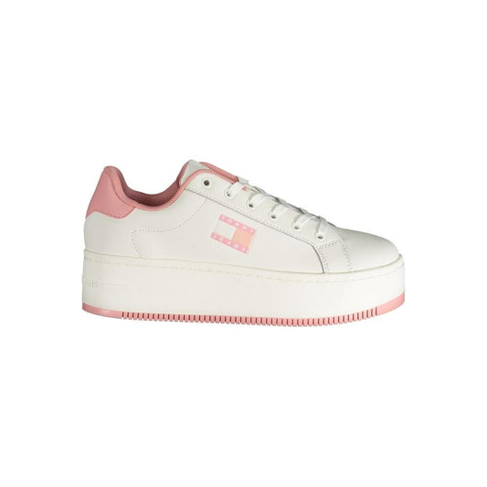 Tommy Hilfiger Pink Polyester Sneaker Tommy Hilfiger Antique White