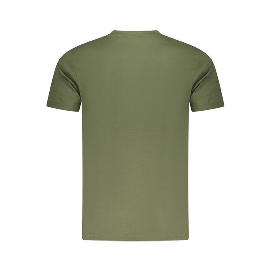 Back view of Cavalli Class green cotton men's t-shirt with short sleeves and crewneck.