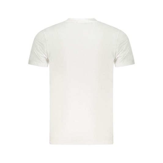Back view of Cavalli Class white cotton men's t-shirt showcasing simple and elegant design for casual sophistication.