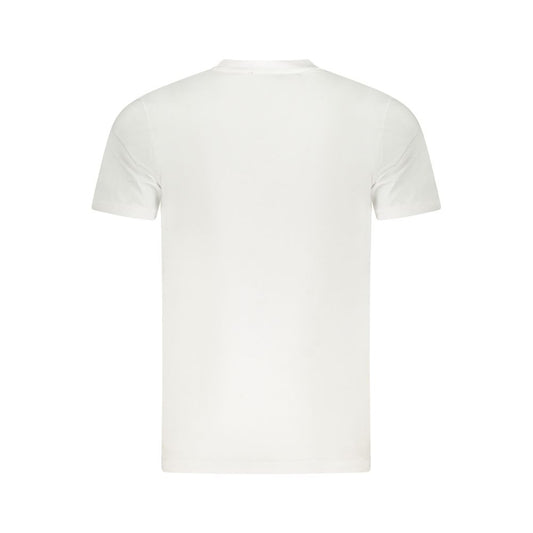 Cavalli Class white cotton men's T-shirt, classic crew neck, short sleeves, back view, versatile fashion for modern trendsetters.