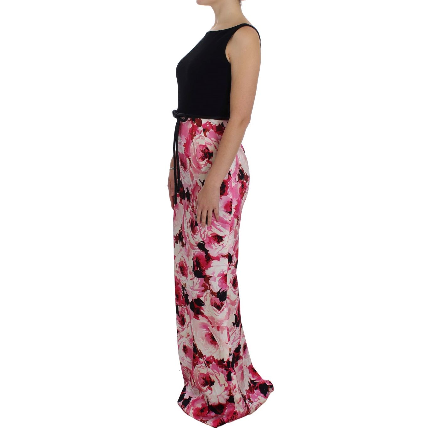 Dolce & Gabbana Pink Floral Print Long Maxi Sheath Dress