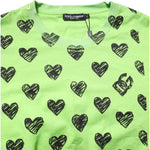 Dolce & Gabbana Green Heart Print Cotton Crew Neck T-shirt TSH90513-52