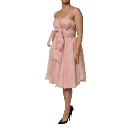 Dolce & Gabbana Pink Silk Chiffon A-line Pleated Midi Dress Dolce & Gabbana