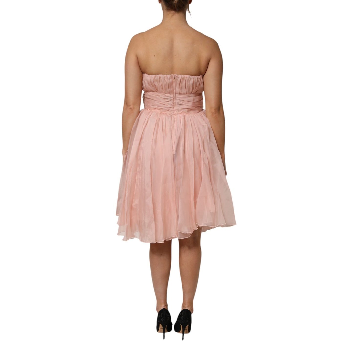 Dolce & Gabbana Pink Silk Chiffon A-line Pleated Midi Dress Dolce & Gabbana