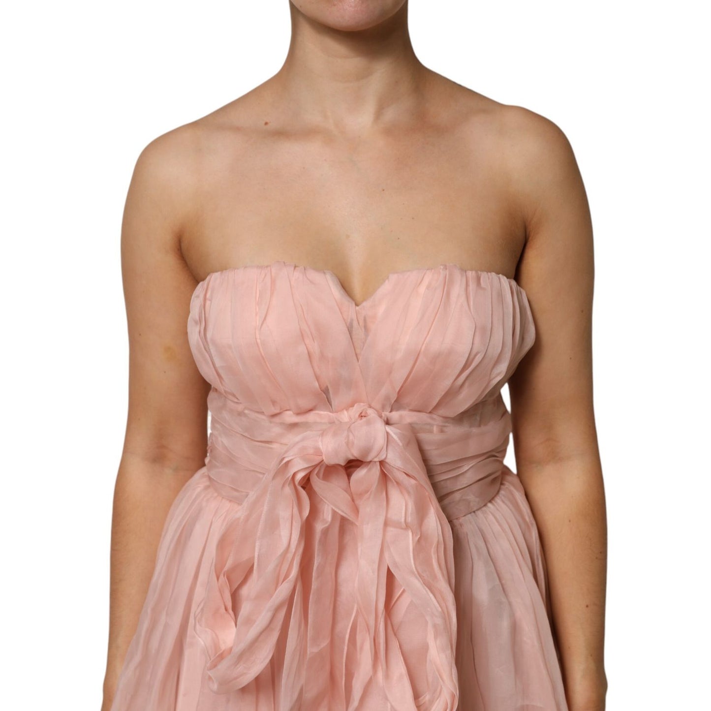 Dolce & Gabbana Pink Silk Chiffon A-line Pleated Midi Dress Dolce & Gabbana