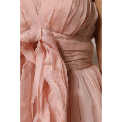 Dolce & Gabbana Pink Silk Chiffon A-line Pleated Midi Dress Dolce & Gabbana