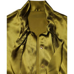 Dolce & Gabbana Green Ascot Collar Long Sleeves Blouse Top TSH87607-40