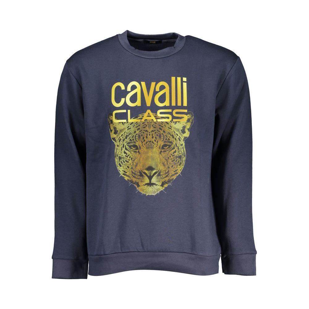 Cavalli Class Elegant Crew Neck Fleece Sweatshirt in Blue CA-28499-S