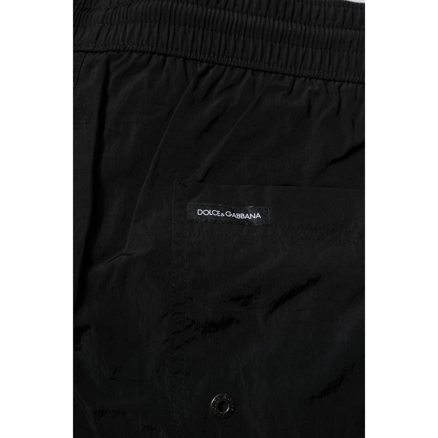 Dolce & Gabbana Black Polyester Beachwear Men Shorts Swimwear