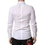 Dolce & Gabbana White GOLD Cotton Men Dress Formal Shirt