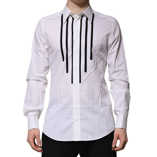 Dolce & Gabbana White GOLD Long Sleeves Dress Formal Shirt