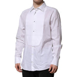Dolce & Gabbana White Bib Cotton Poplin GOLD Formal Shirt TSH906715-44