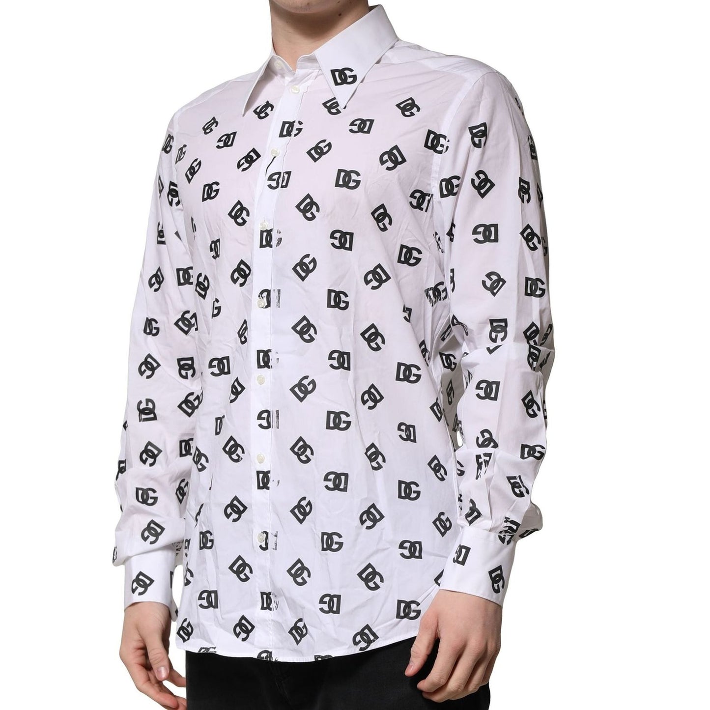 Dolce & Gabbana White MARTINI DG Logo Print Formal Shirt