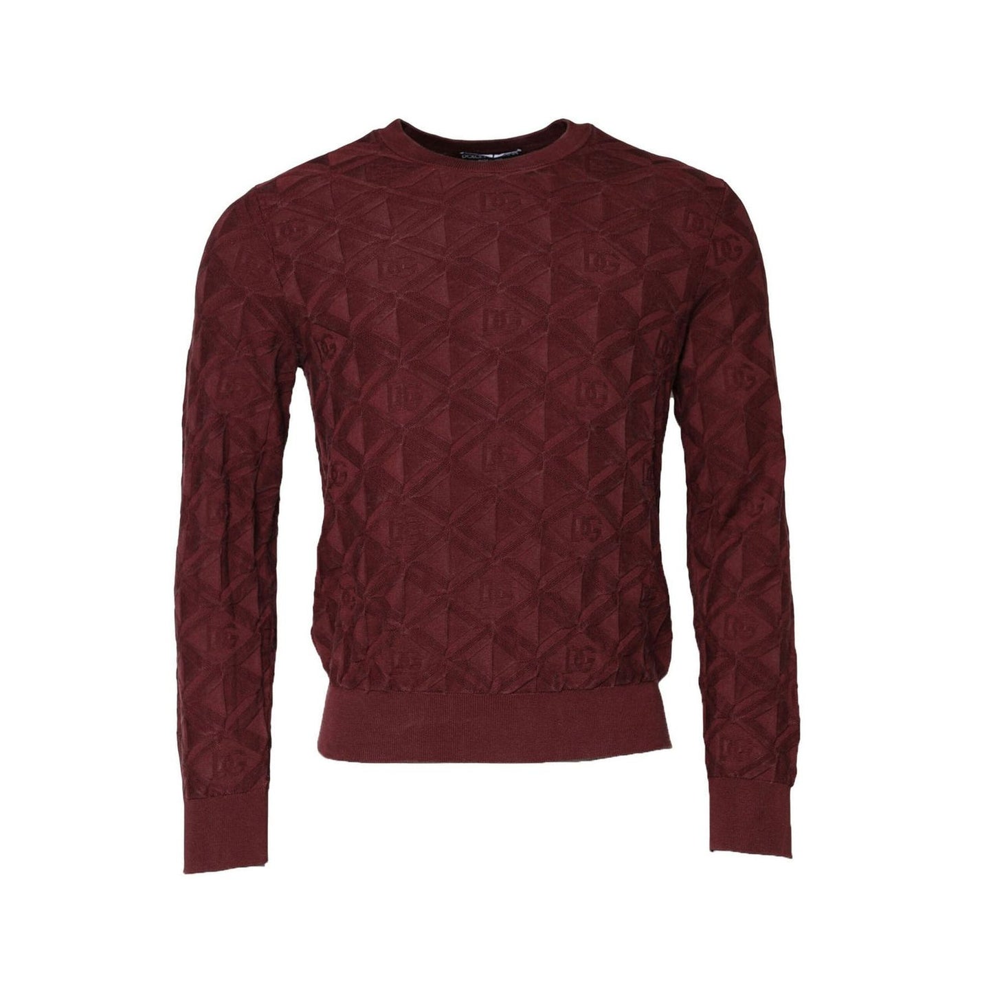 Dolce & Gabbana Bordeaux Silk Knit Crew Neck Pullover Sweater TSH90532-48
