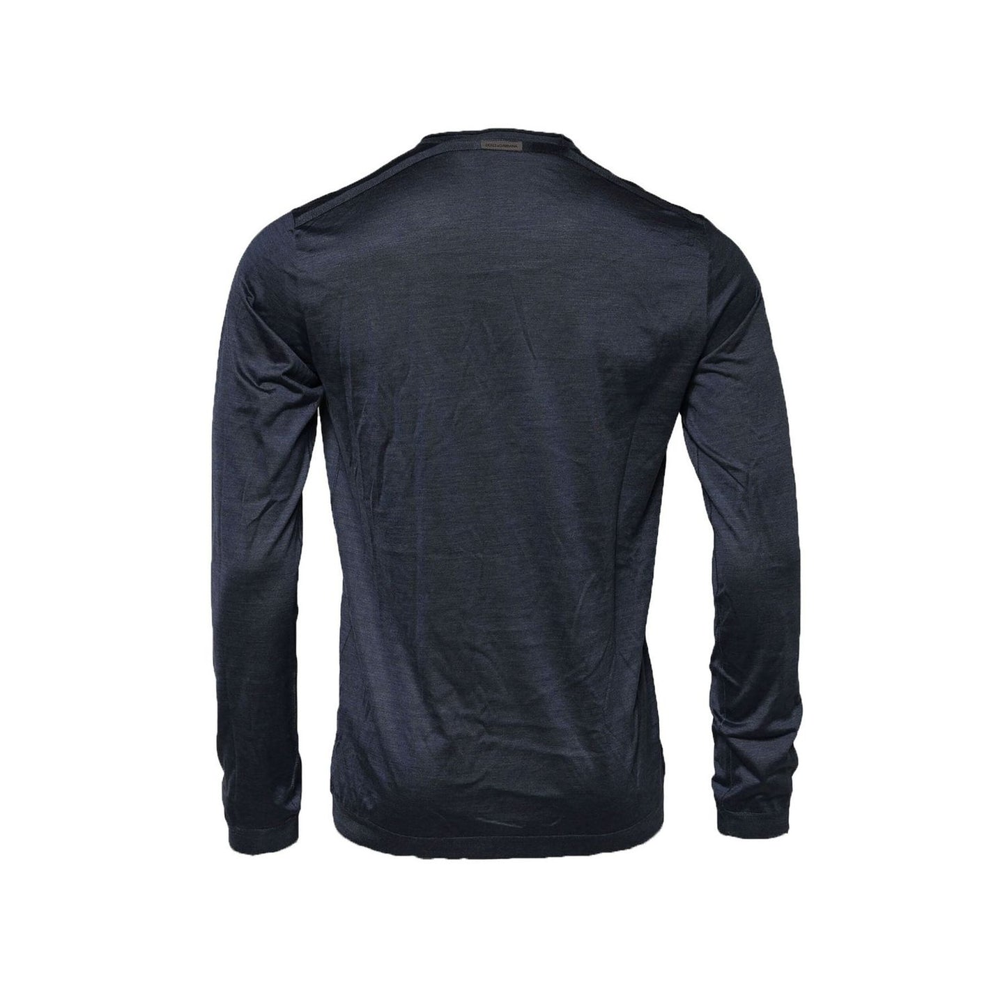 Dolce & Gabbana Dark Blue Silk Crew Neck Sweatshirt Sweater