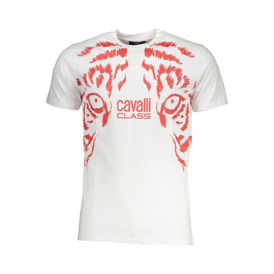 Cavalli Class White Cotton T-Shirt CA-28627-XL