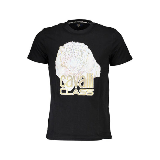 Cavalli Class Black Cotton Men T-Shirt CA-37148-XL