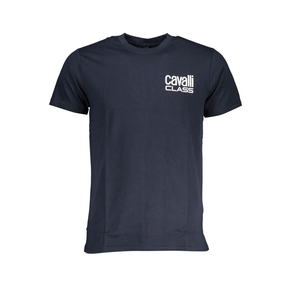 Cavalli Class Blue Cotton T-Shirt CA-28613-XL