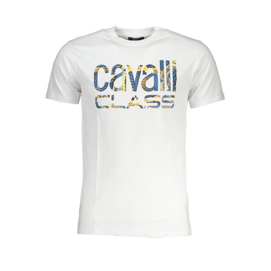 Cavalli Class White Cotton T-Shirt CA-28597-XL