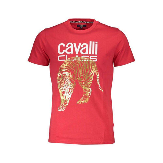 Cavalli Class Red Cotton Men T-Shirt CA-37967-L