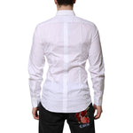 Dolce & Gabbana White Cotton GOLD Long Sleeves Formal Shirt