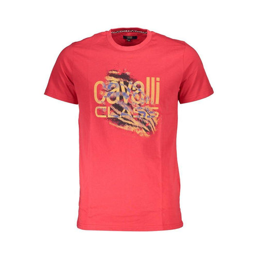 Cavalli Class Red Cotton Men T-Shirt CA-37198-L