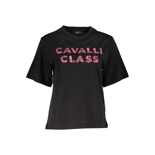 Cavalli Class Black Cotton Women Top CA-37087-XS