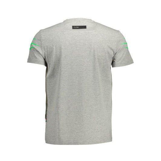 Plein Sport Gray Cotton Men T-Shirt PL-11179-XL-FBB-386