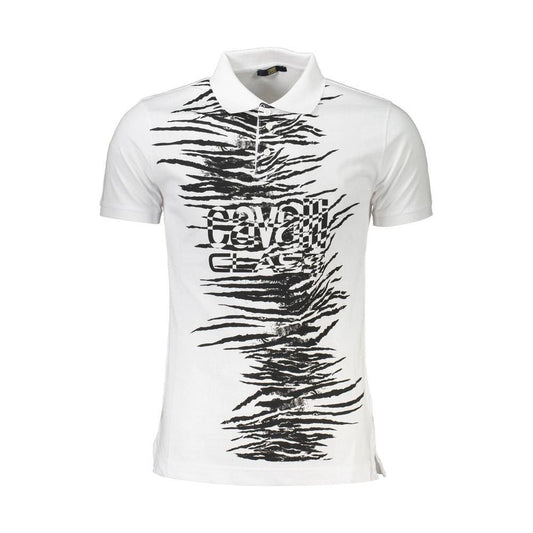 Cavalli Class White Cotton Men Polo Shirt CA-37402-XL