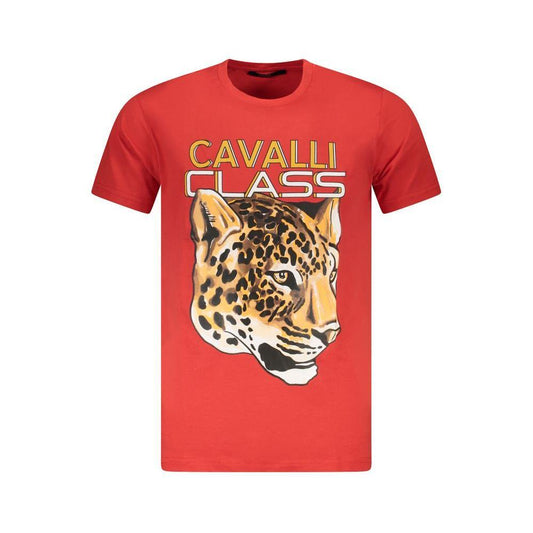 Cavalli Class Red Cotton Men T-Shirt CA-36660-M