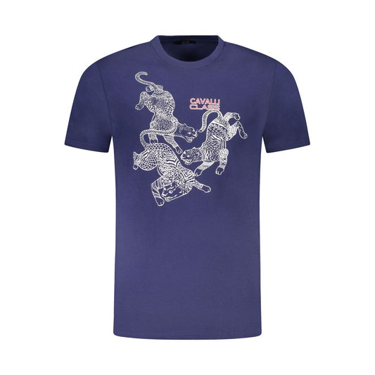 Cavalli Class Blue Cotton Men T-Shirt CA-36669-M