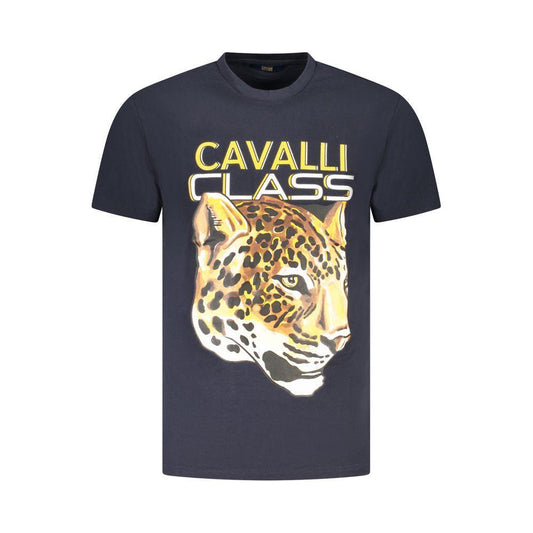 Cavalli Class Blue Cotton Men T-Shirt CA-36670-M