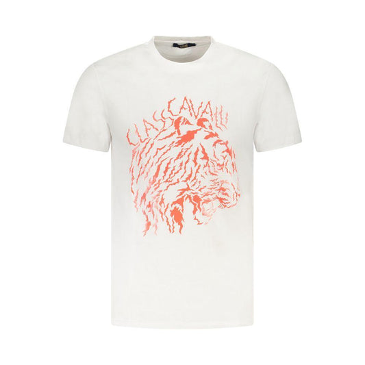 Cavalli Class White Cotton Men T-Shirt CA-36672-M