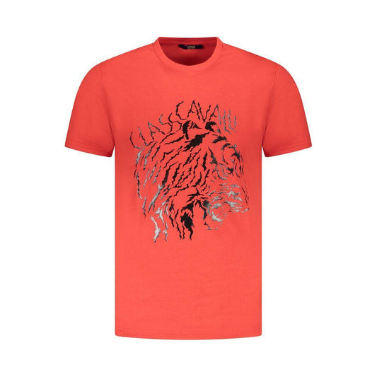 Cavalli Class Red Cotton Men T-Shirt CA-36677-M