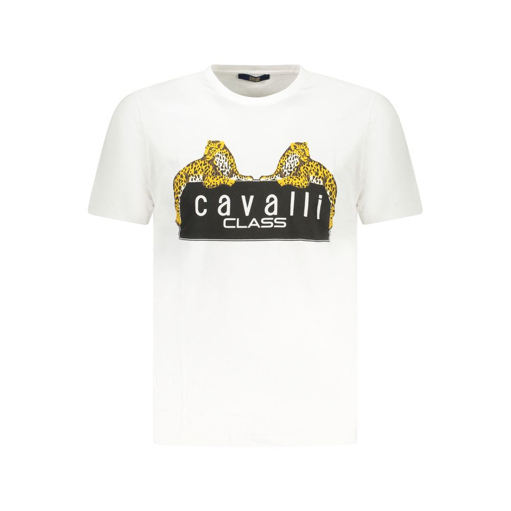 Cavalli Class White Cotton T-Shirt CA-38686-M