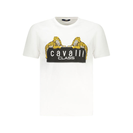 Cavalli Class White Cotton T-Shirt CA-38686-M