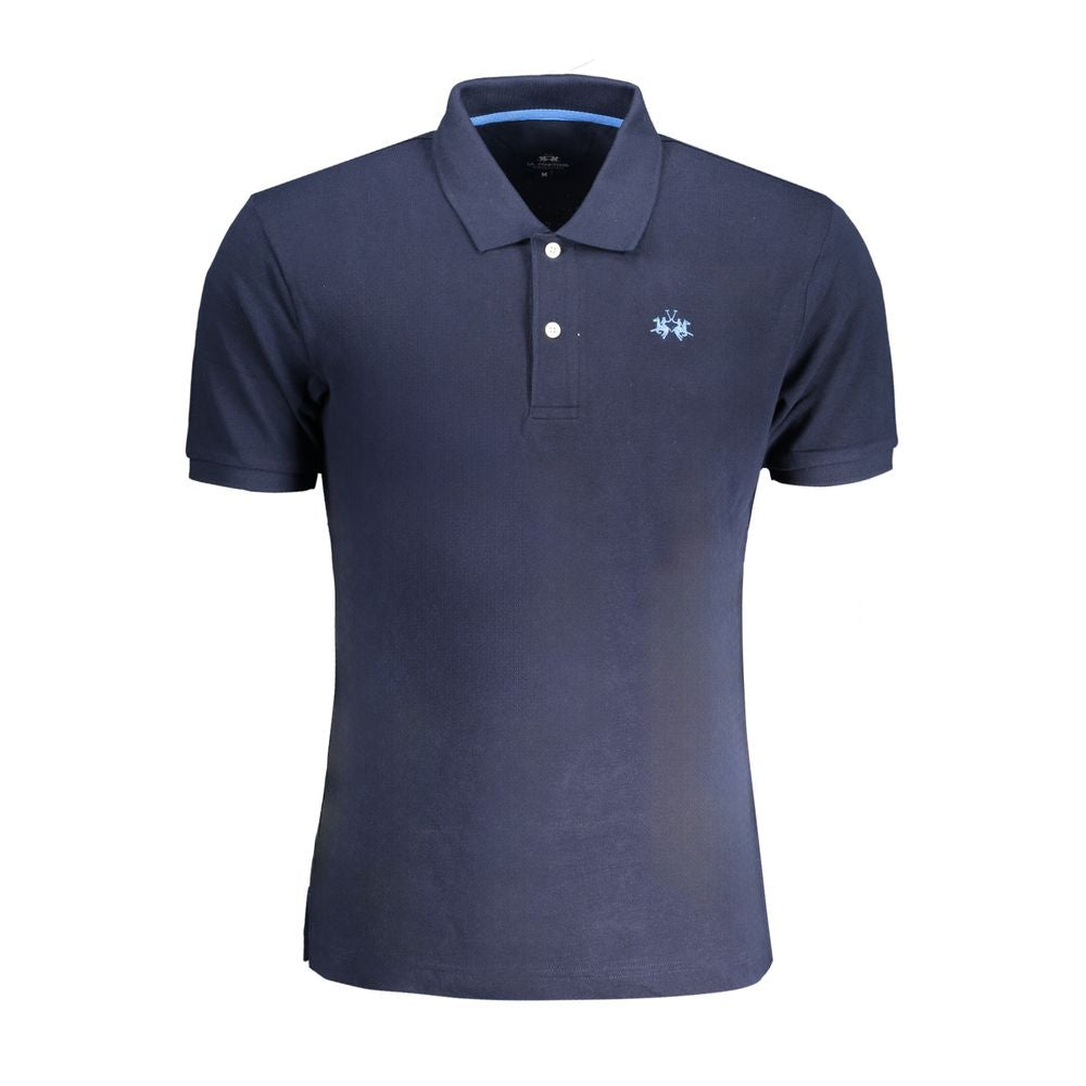 La Martina Blue Cotton Men Polo Shirt
