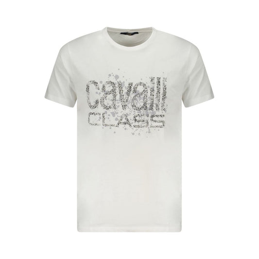 Cavalli Class White Cotton Men T-Shirt CA-36674-M