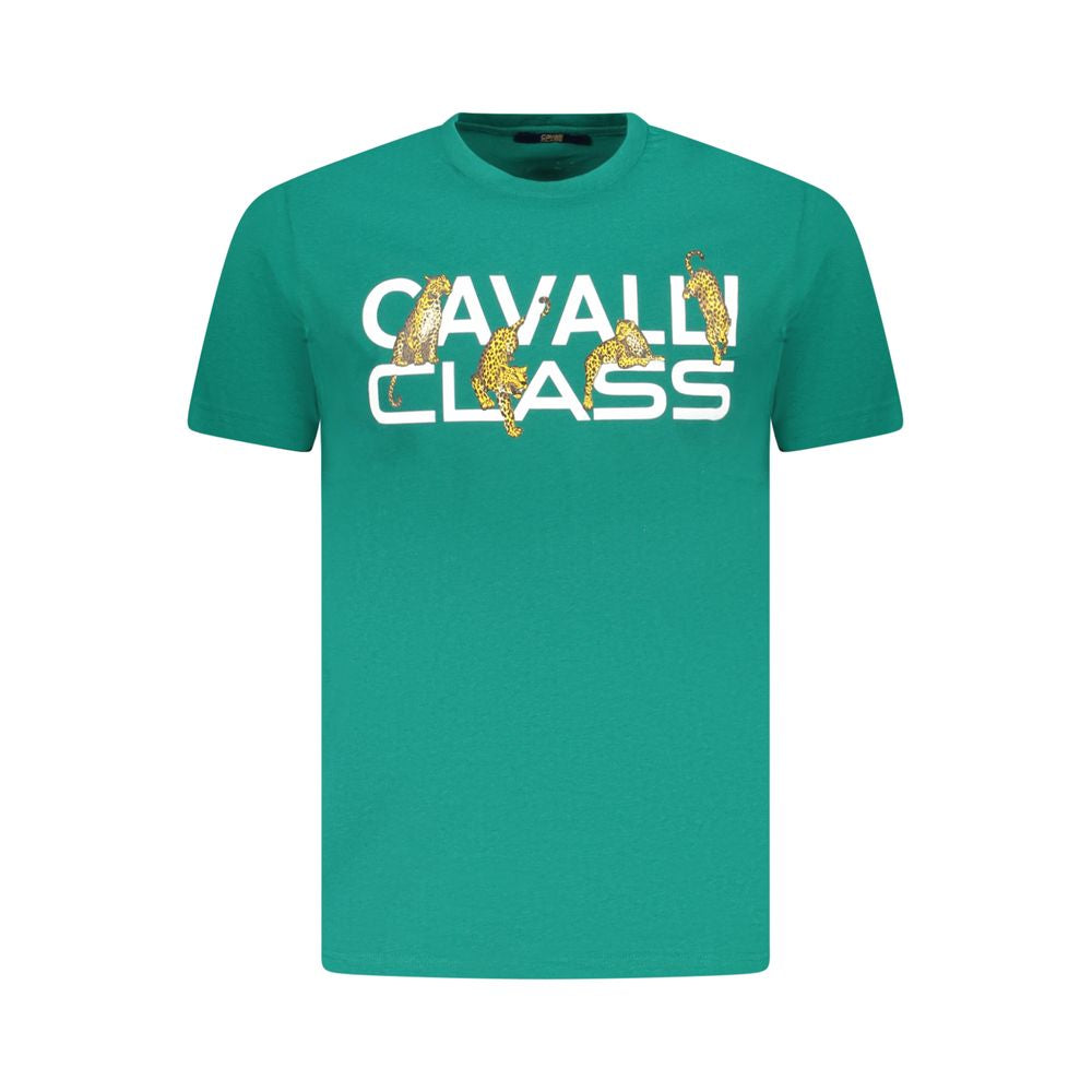 Cavalli Class Green Cotton Men T-Shirt CA-36651-M