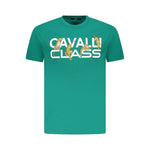 Cavalli Class Green Cotton Men T-Shirt CA-36651-M