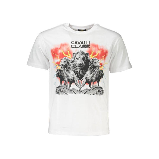 Cavalli Class White Cotton Men T-Shirt CA-37425-L